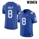 Women's Florida Gators #8 Carlos Dunlap NCAA Jordan Brand Royal Throwback Alternate Authentic Stitched College Football Jersey OCV8062WB